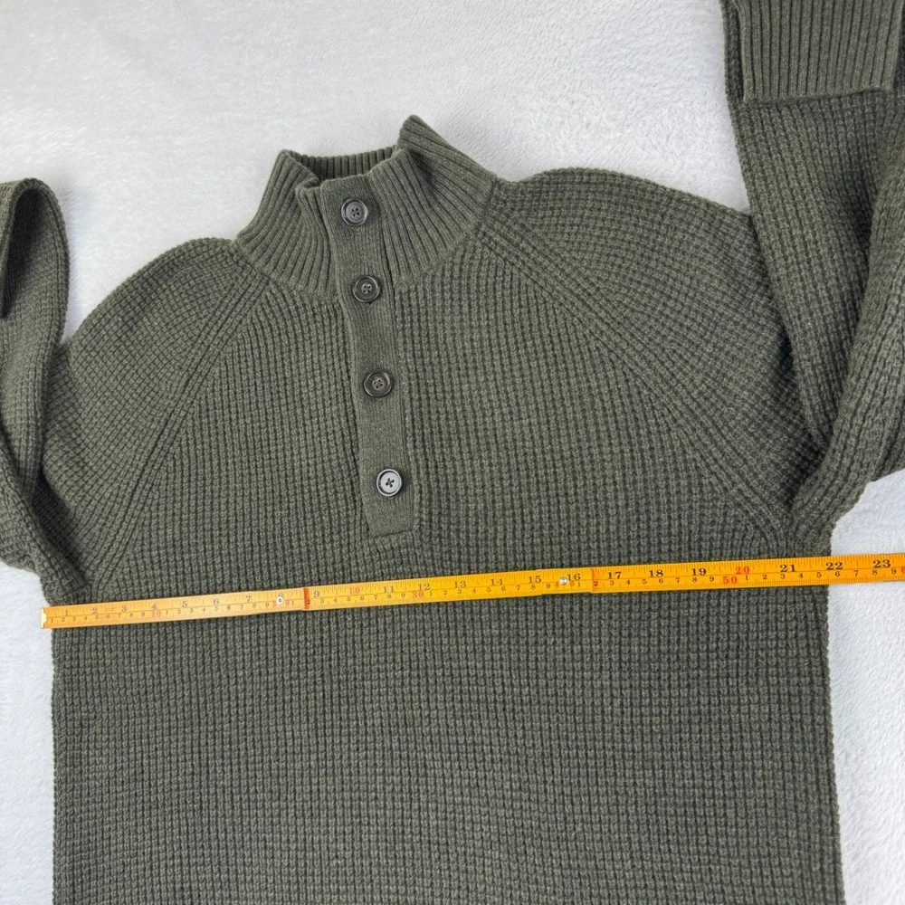 Banana Republic Sweater Mens L Olive Green Italian Merino Wool Waffle Knit
